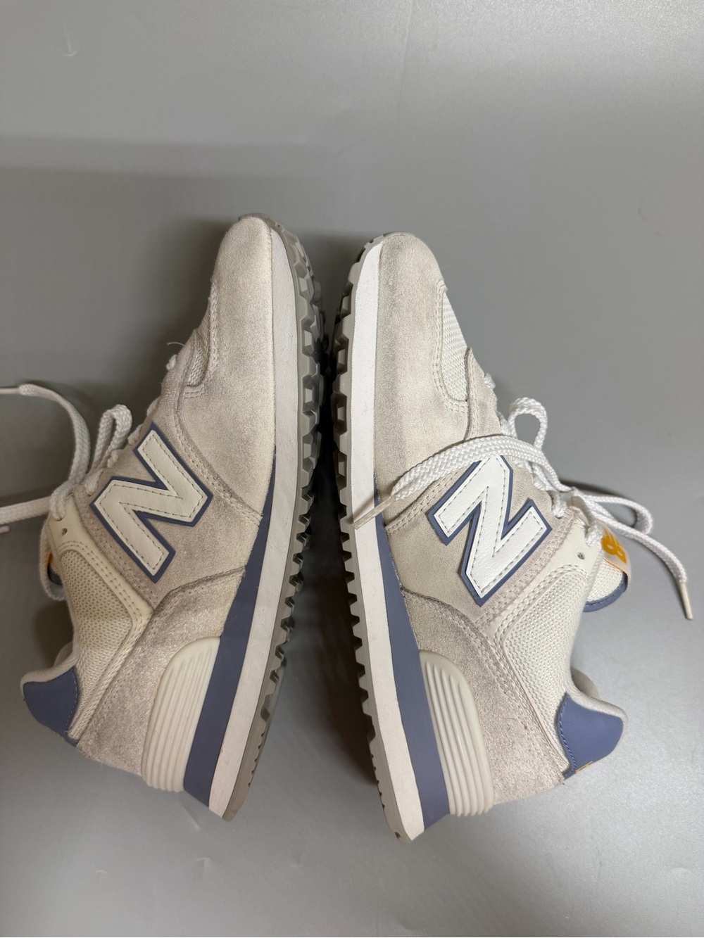 New Balance CALIA X 574 Womens 7 Cream Blue Sneakers Suede Encap - Picture 5 of 11